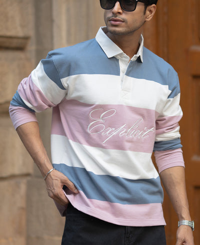 Multicolour Stripe Embroidered T-Shirt