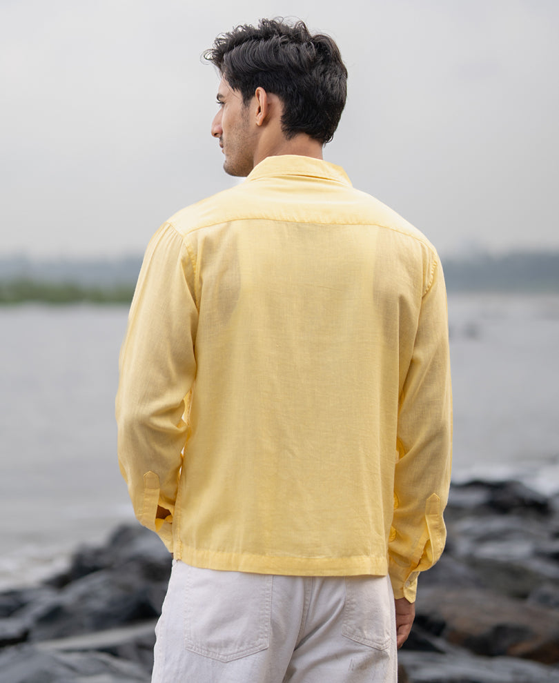 Yellow Linen Double Pocket Shirt