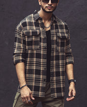 Multicolor Checks Double Pockets Oversize Drop Shoulder Shirt