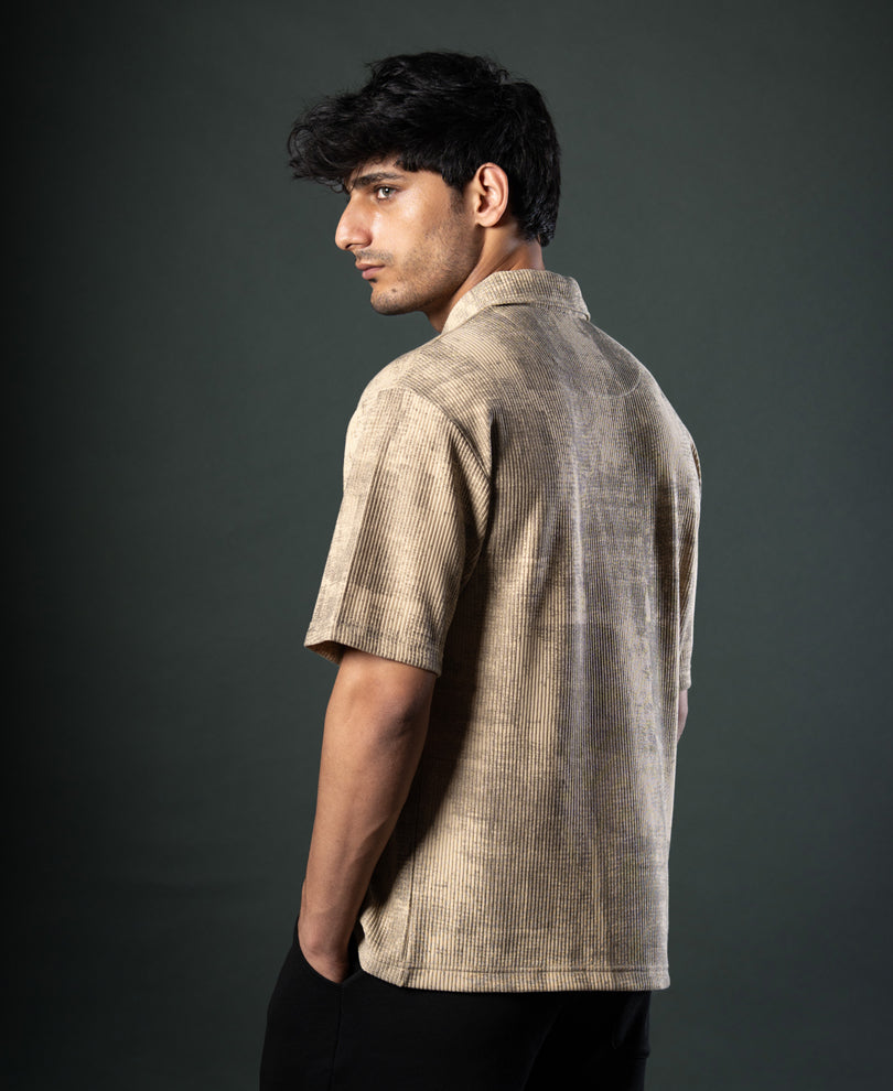 Beige Grunge Print T-Shirt