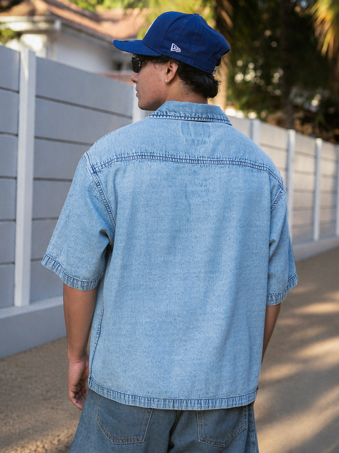 Blue Embroidered Denim Shirt 100% Cotton