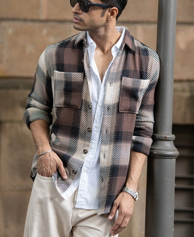 Brown Twill Check Shirt