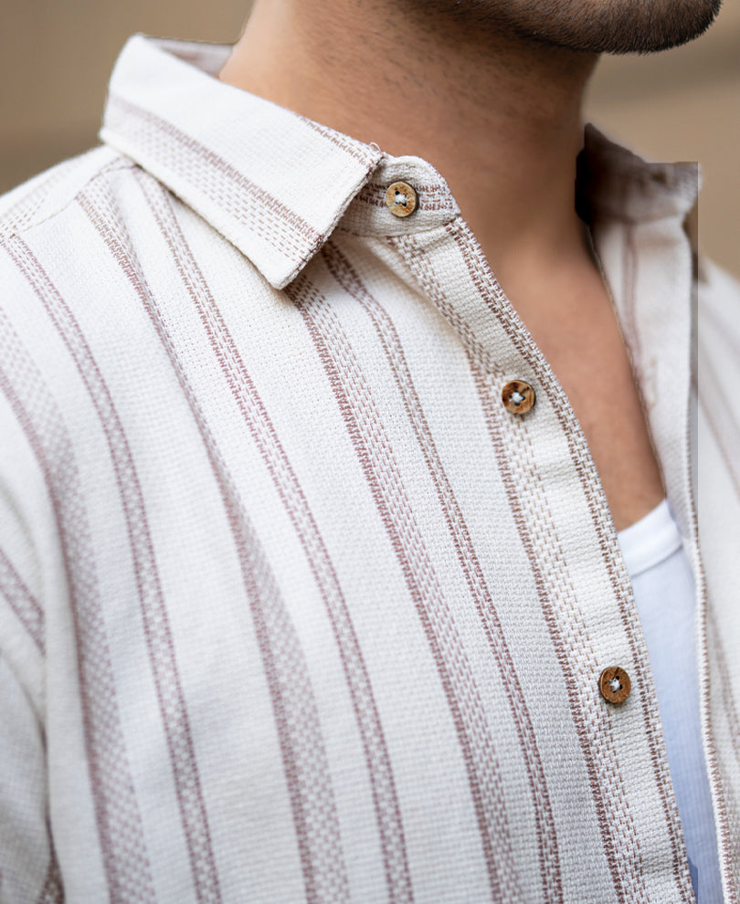 Cream Structured Stripe Shirt