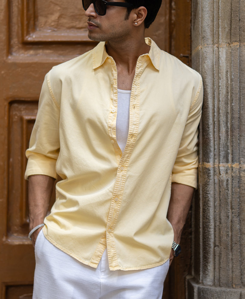 Yellow Overdyed Structure Shirt.