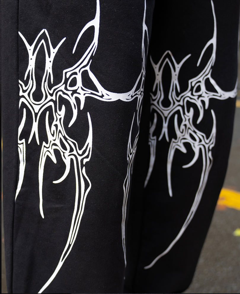 Black Graphic Printed Trackpant