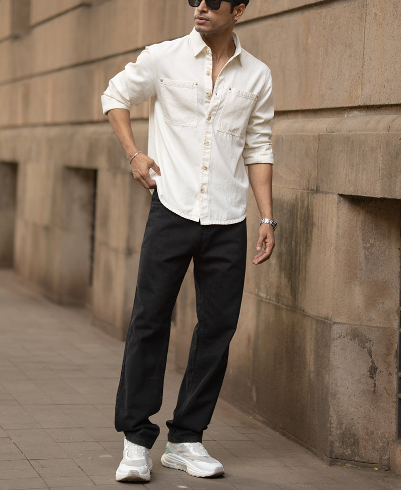 Off-White Structured Shirt With Pockets.