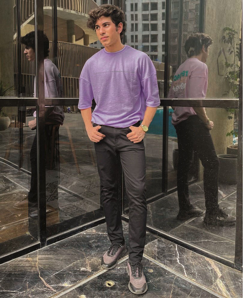 Purple Respect Back Print Oversized T Shirt