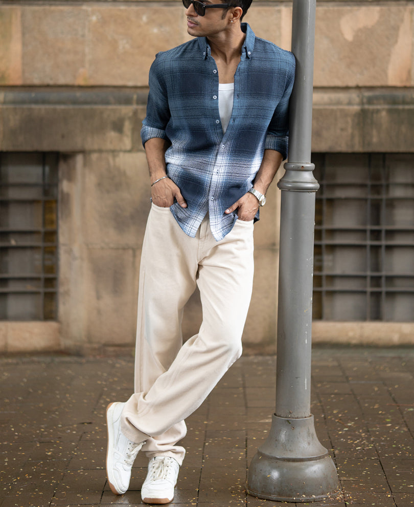 Navy Ombre Checks Shirt