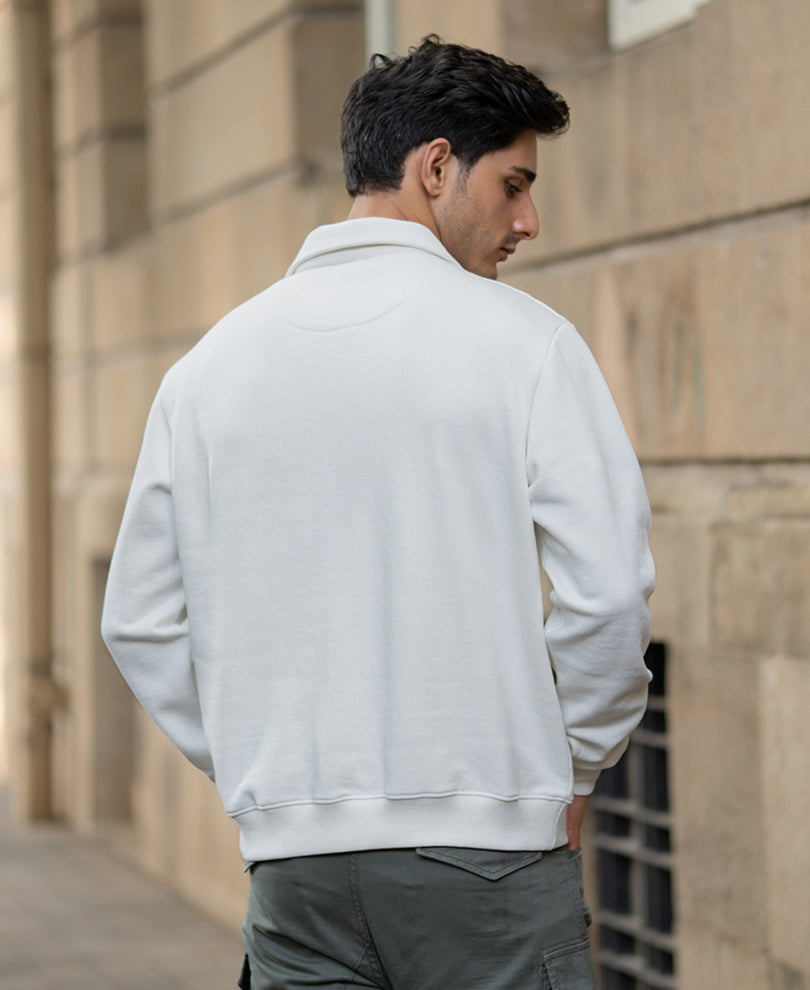 Off White Embroidered Fleece Sweatshirt