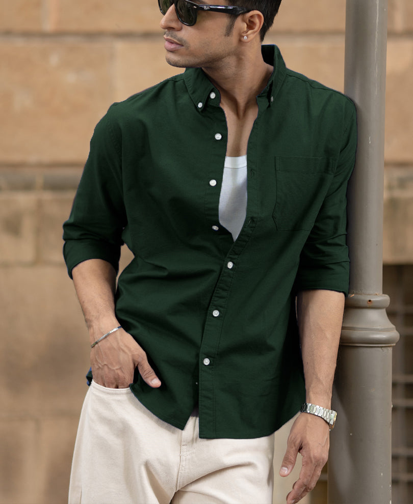 Emerald Green Cotton Oxford Shirt