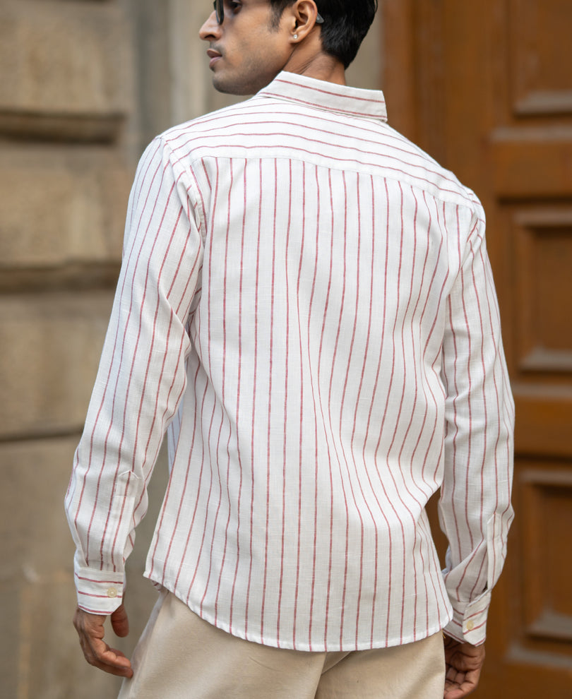 Maroon Broad Stripe Shirt.