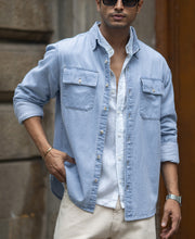 Blue Washed Denim Double Pocket Shirt