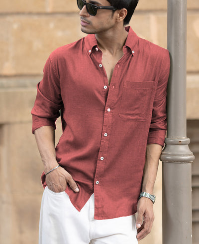 Brick Linen Blend Shirt
