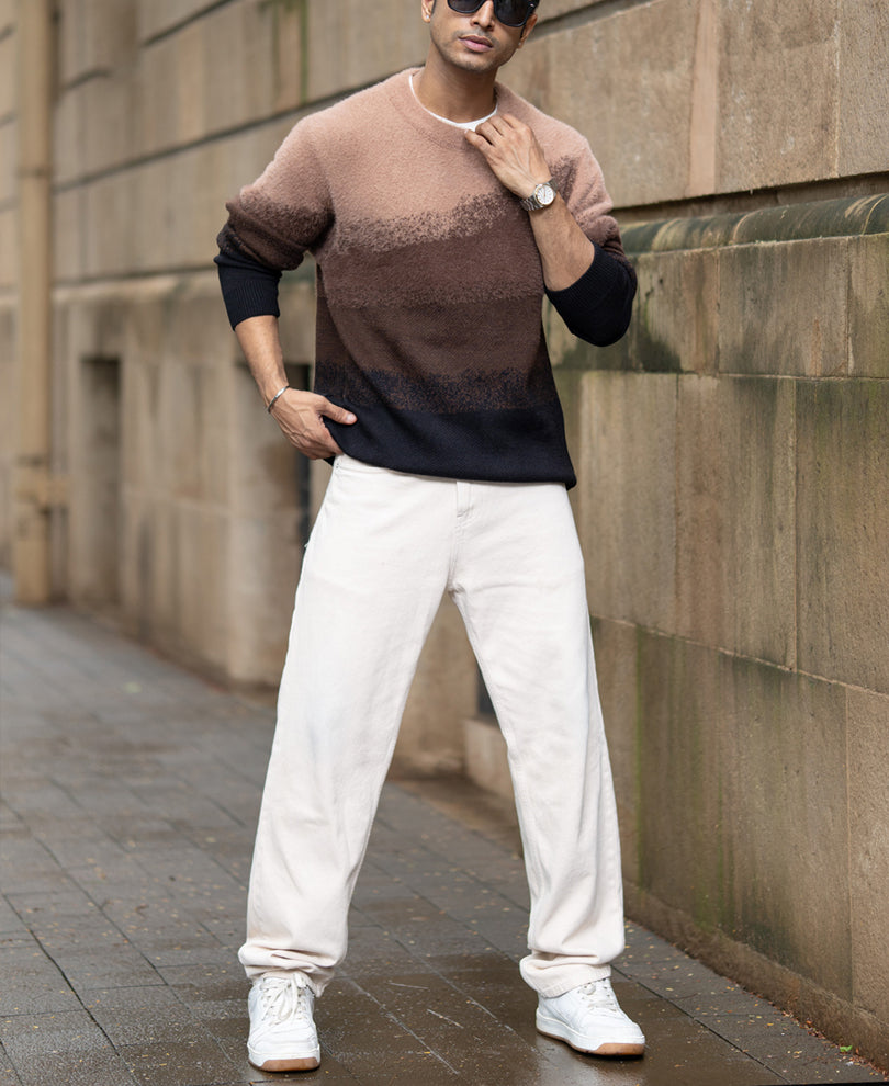 Brown Ombre Jacquard Sweater