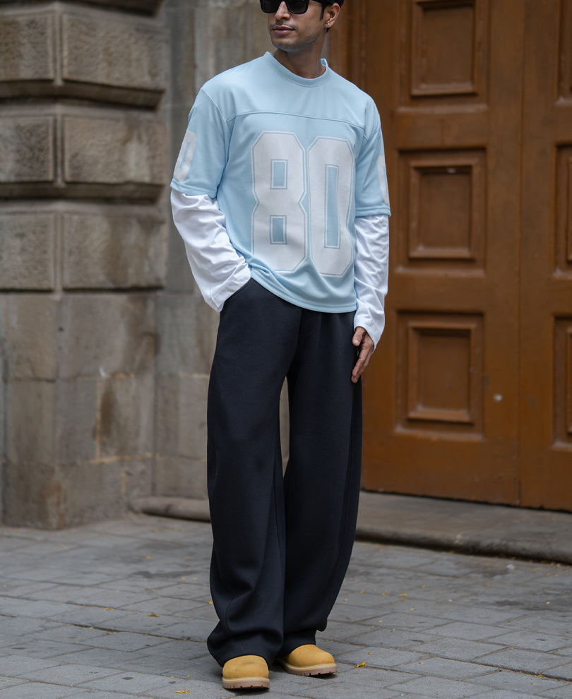 Light Blue Varsity T-Shirt.