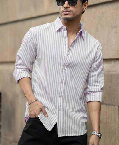 Lavender Cotton Stripe Shirt