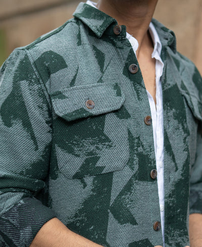 Green Jacquard Overshirt