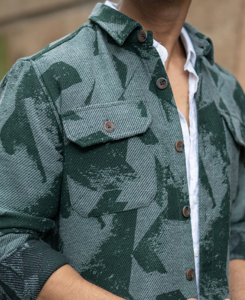 Green Jacquard Overshirt