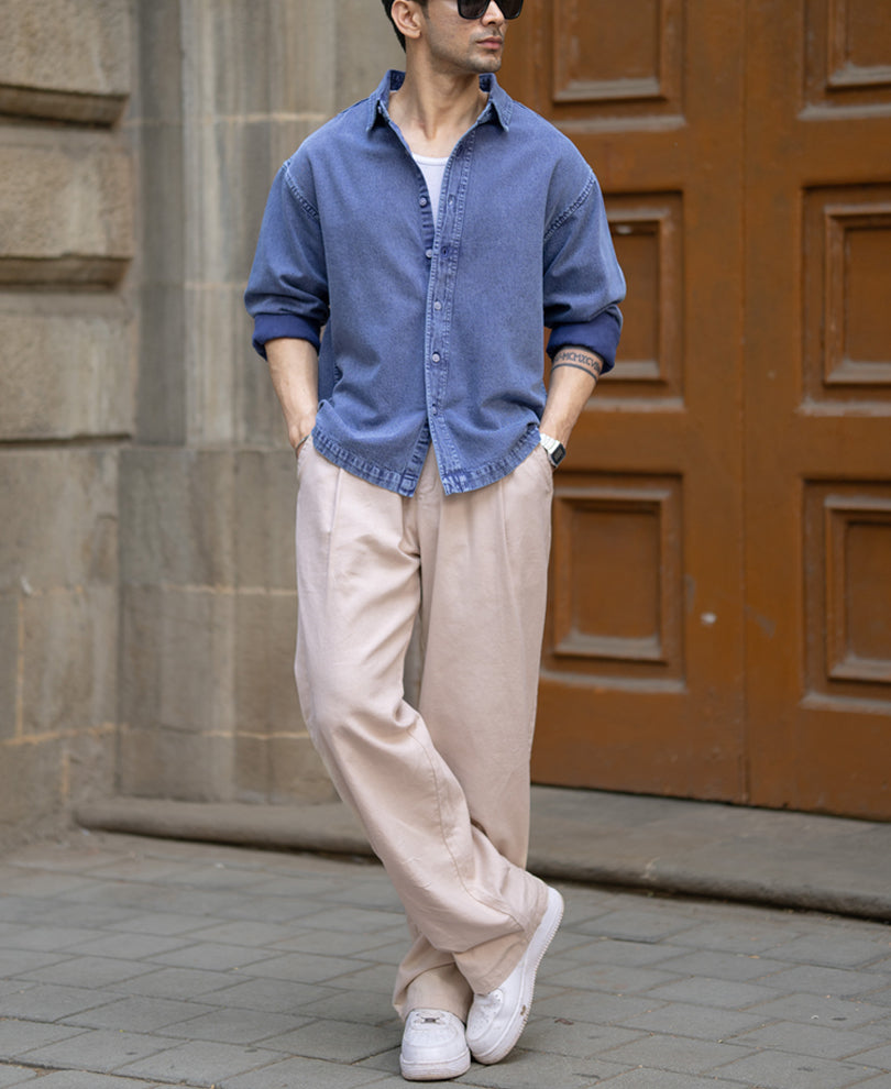 Blue Overdyed Twill Shirt.