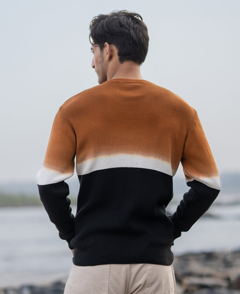 Brown And Black Stripe Knit T-Shirt