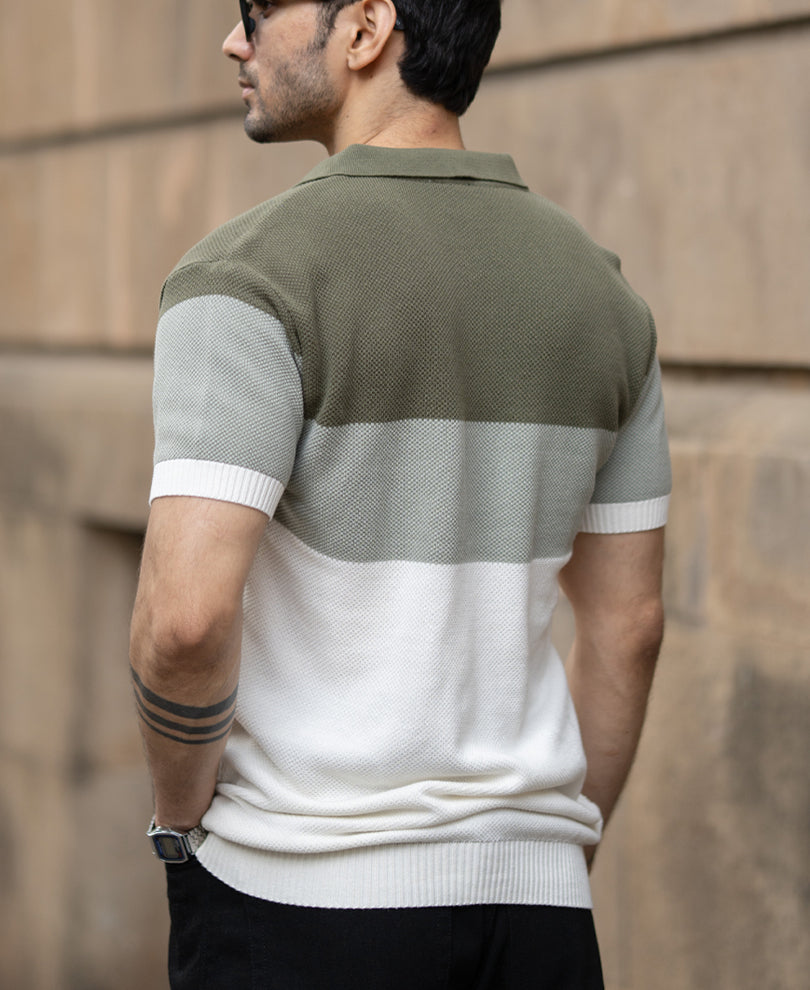 Green Knit Stripe T-Shirt