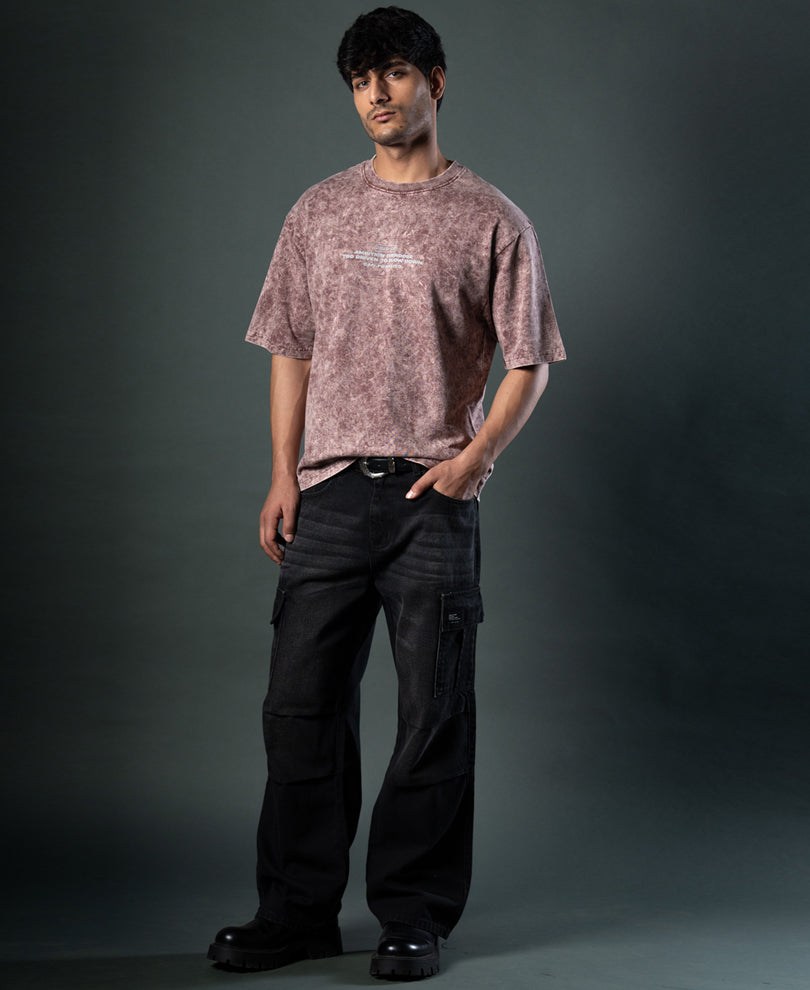 Brown Washed Graphic T-Shirt.