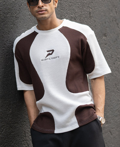 White Panelled Embroidered Tshirt