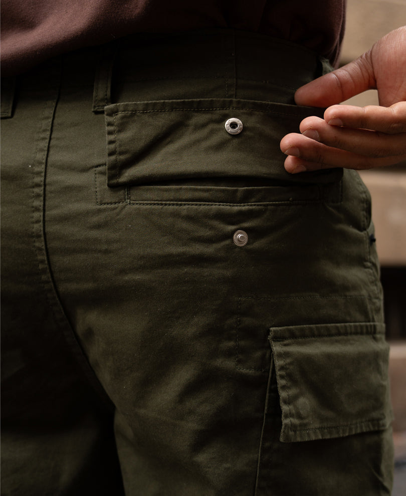 Olive Cotton Cargo Trouser