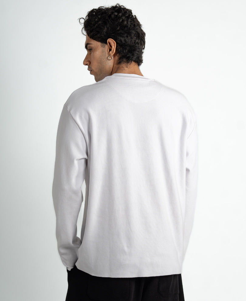 White Rib Knit T-Shirt