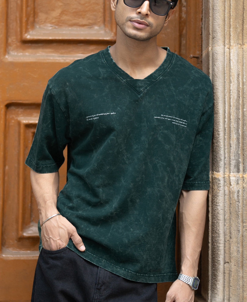 T-Shirt Oversize Fit Half Sleeve V Neck.