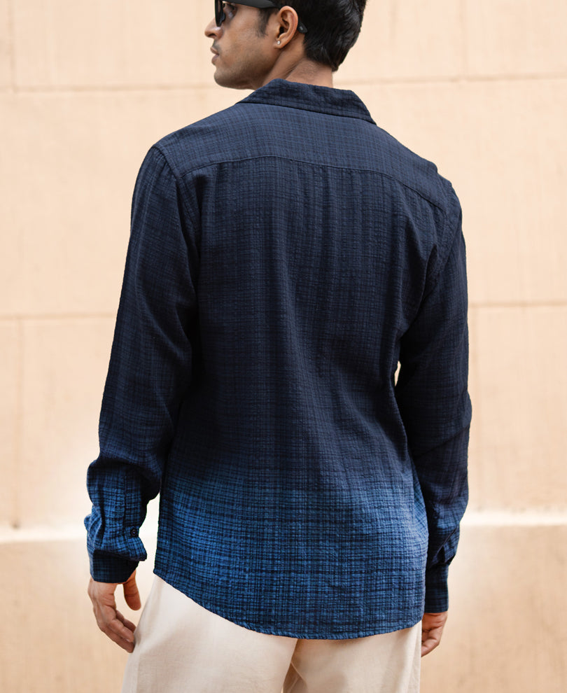 Navy Structured Ombre Shirt.