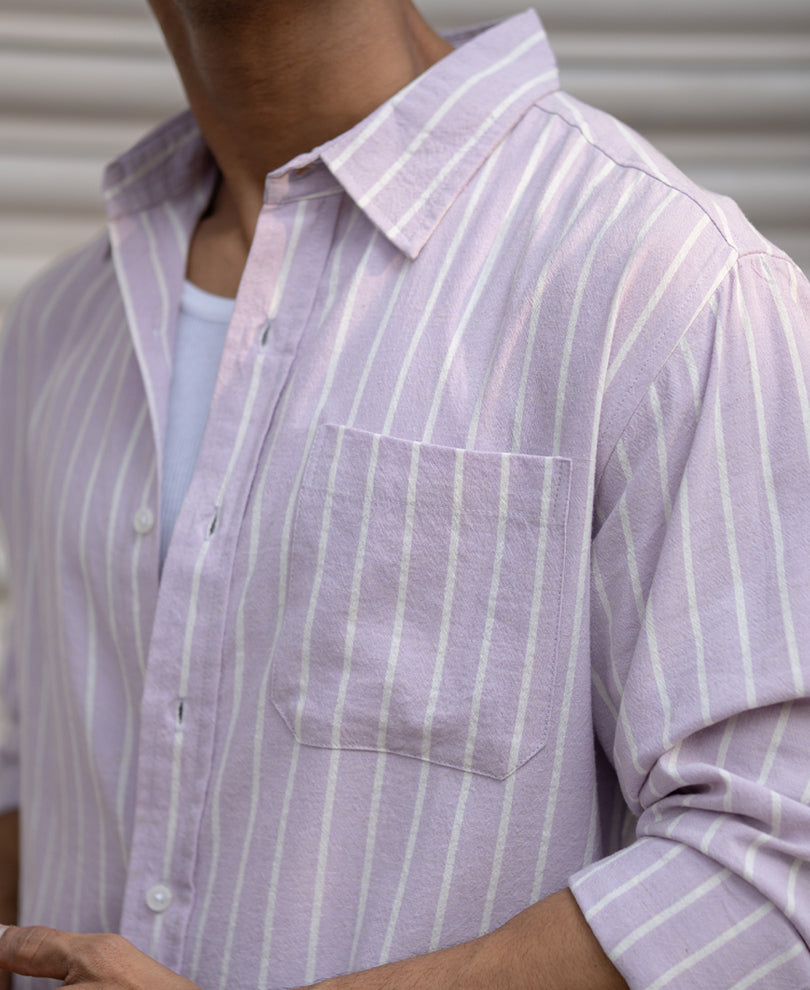 Lavender Linen Blend Stripe Shirt