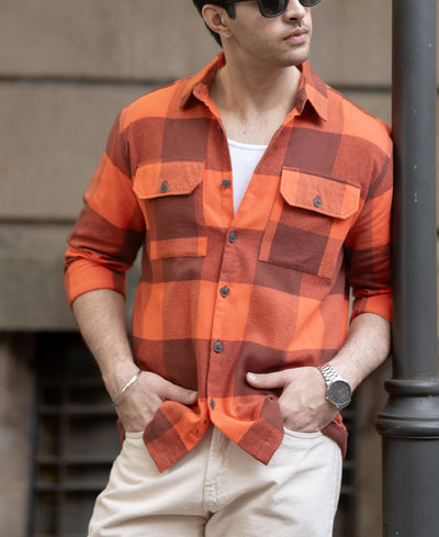 Rust Orange Checks Shirt