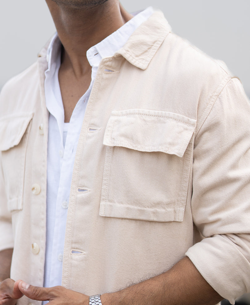 Beige Denim Overshirt.