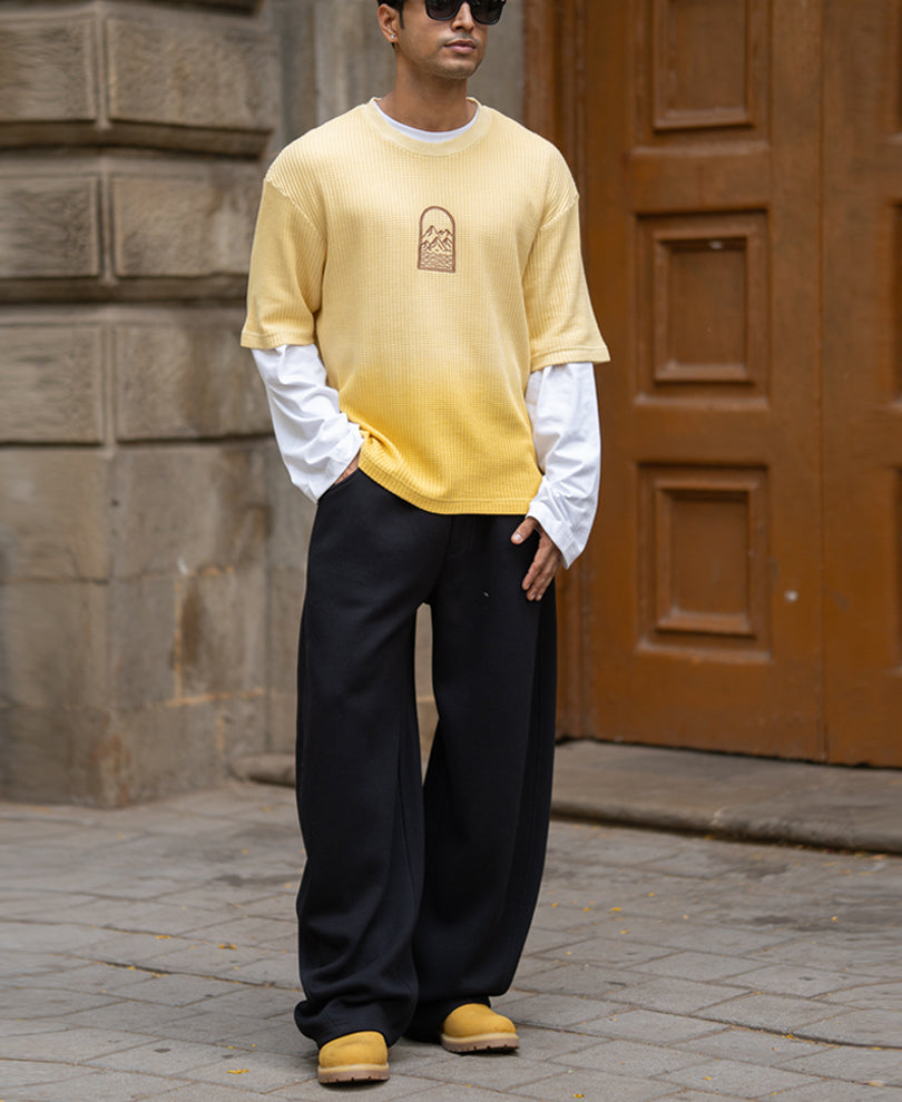 Yellow Structured Ombre T-Shirt.