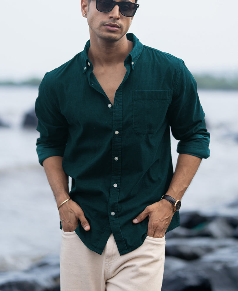 Dark Teal Corduroy Buttondown Shirt