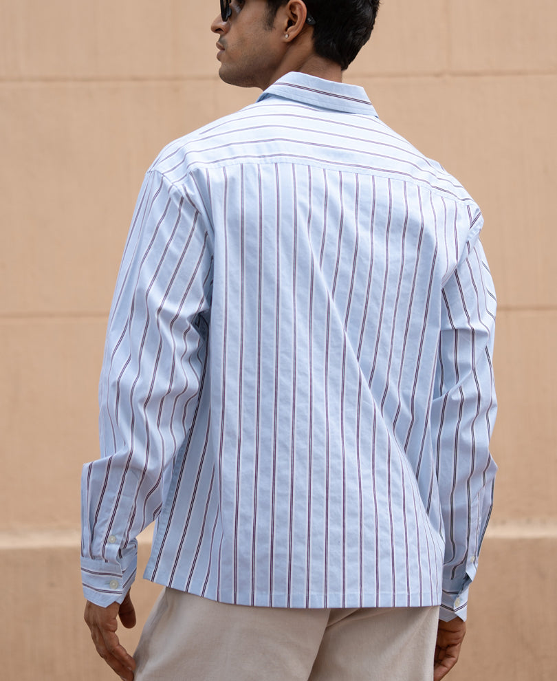 Pale Blue Lightweight Stripe Shirt.