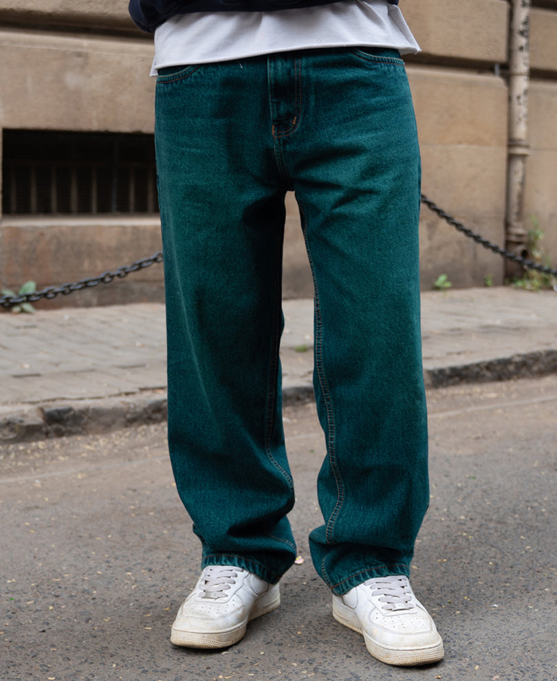 Blue Tinted Baggy Fit Jeans.