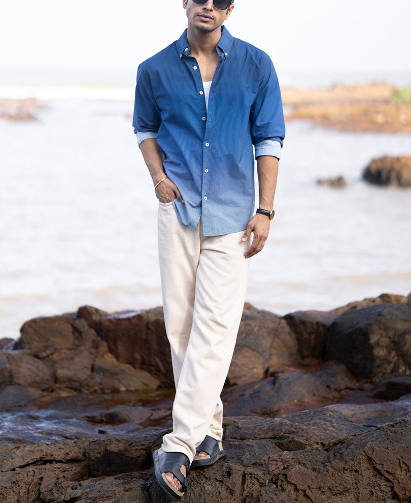 Dark Blue Ombre Stripe Shirt