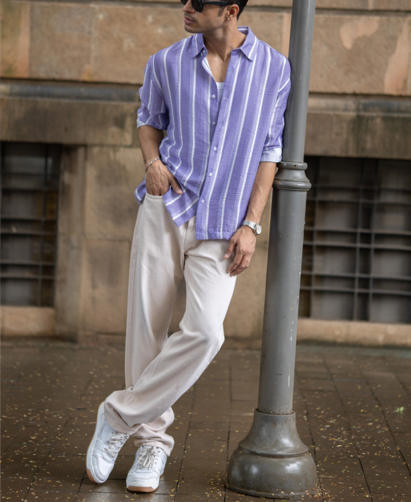 Lavender Stripe Print Shirt