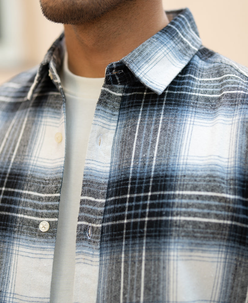 Black Lighweight Checks Shirt.