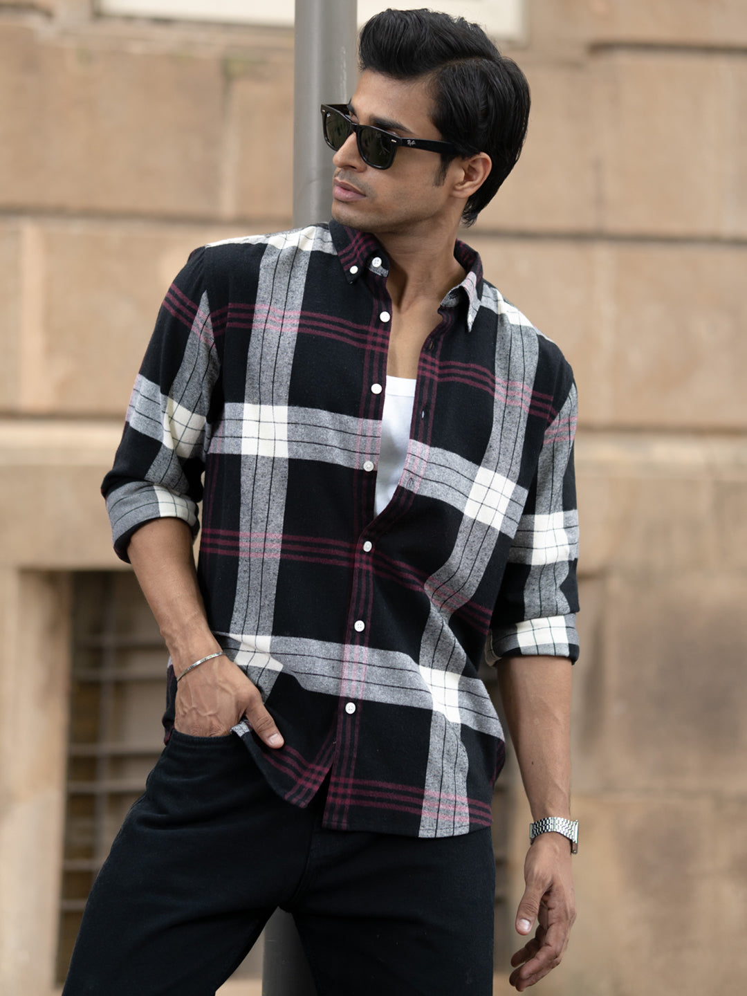 Black Checks Button Down Shirt