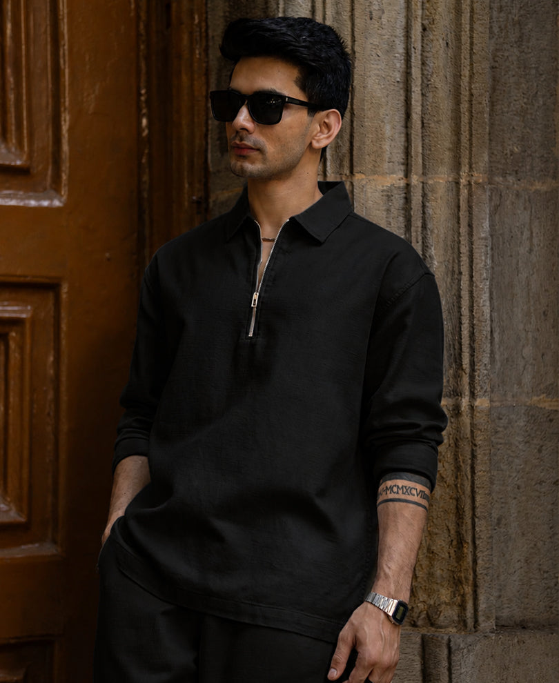 Black Structured Zipper Co-ord 100% Cotton
