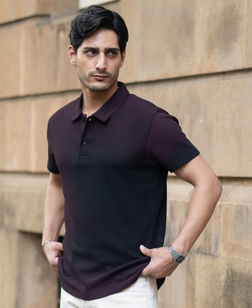 Wine Sprayed Structure T-Shirt.