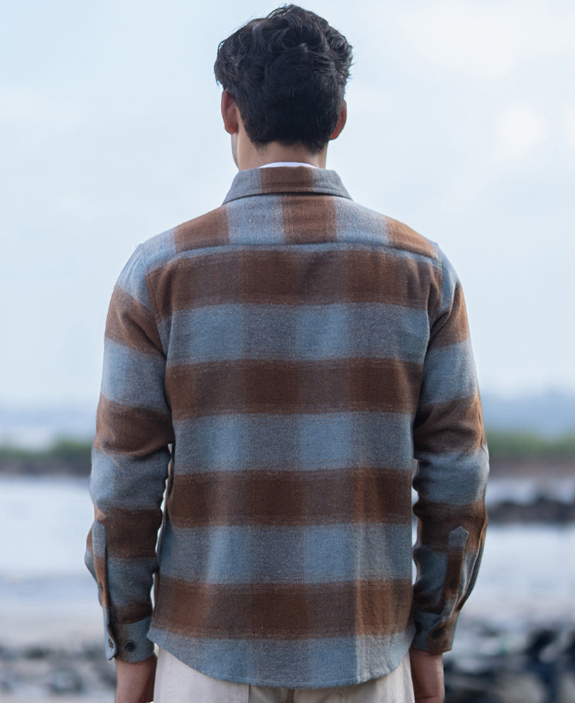 Brown Brushed Checks Shirt