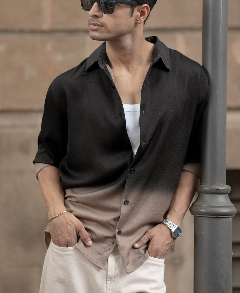 Brown Ombre Satin Shirt