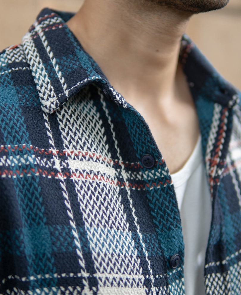 Navy Structured Checks Shirt