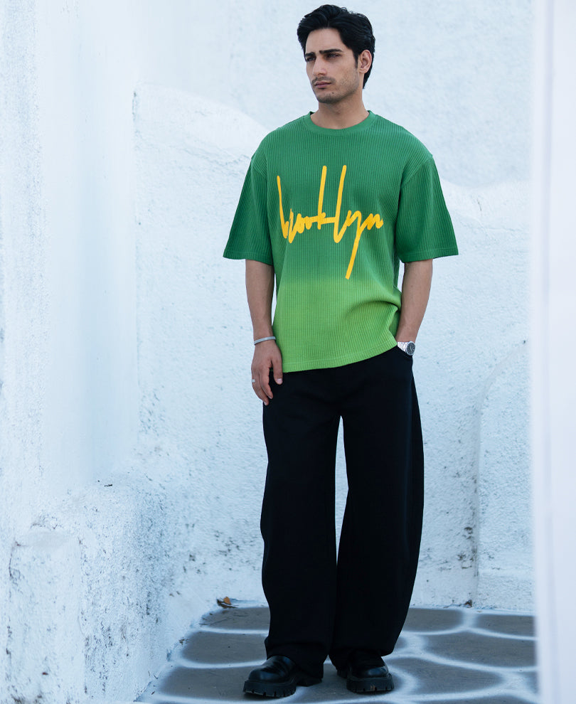 Green Structured Ombre T-Shirt.
