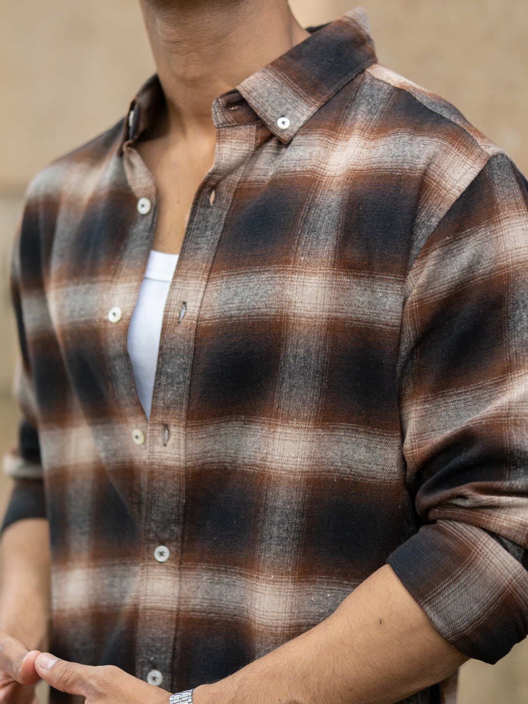 Dark Brown Checks Shirt