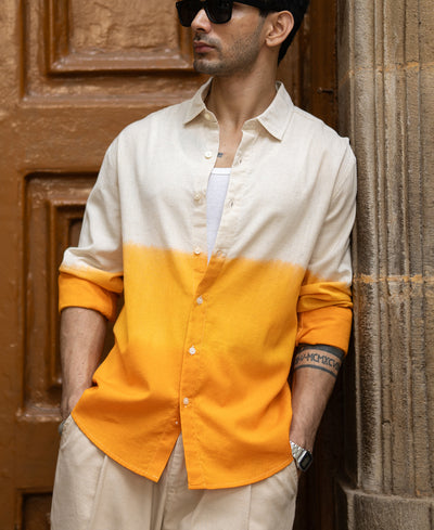 Yellow Ombre Linen Blend Shirt